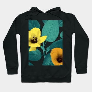 Dark vibrant tropical leaves and flowers. Exotic floral print. Summer jungle textural background. Hoodie